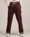 Women's Italian Wine Baggy Fit 4 Pocket Cargo Joggers