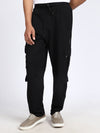 Men Solid Cargo Black 6 Pocket