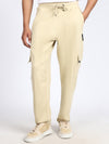 Men Solid Cargo Pants Beige