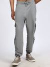 Men Solid Cargo Joggers Dark Gray 6 Pocket