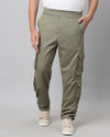 Men's Olive Green Baggy Fit 6 Pocket Cargo Joggers