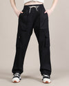 Women's Midnight Black Baggy Fit 4 Pocket Cargo Joggers