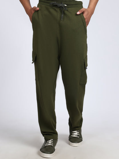 Men Solid Cargo Pants Green