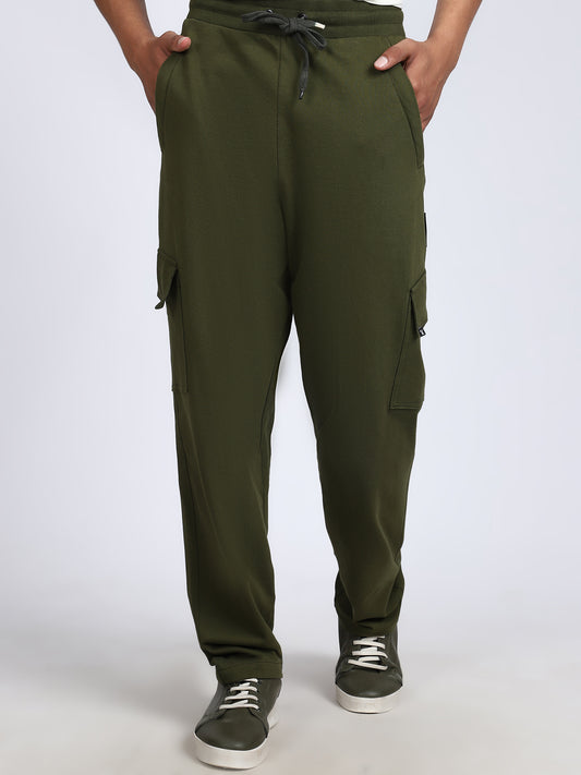 Men Solid Cargo Pants Green