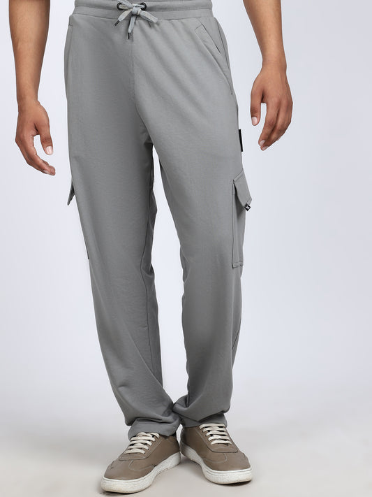 Men Solid Cargo Pants Dark Gray