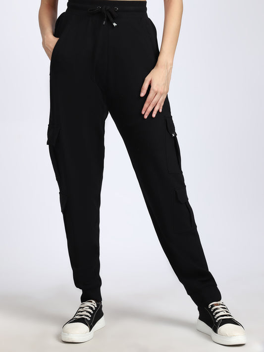 Women Solid Travel Joggers Black