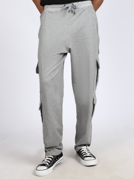 Men Solid Cargo Gray 6 Pocket