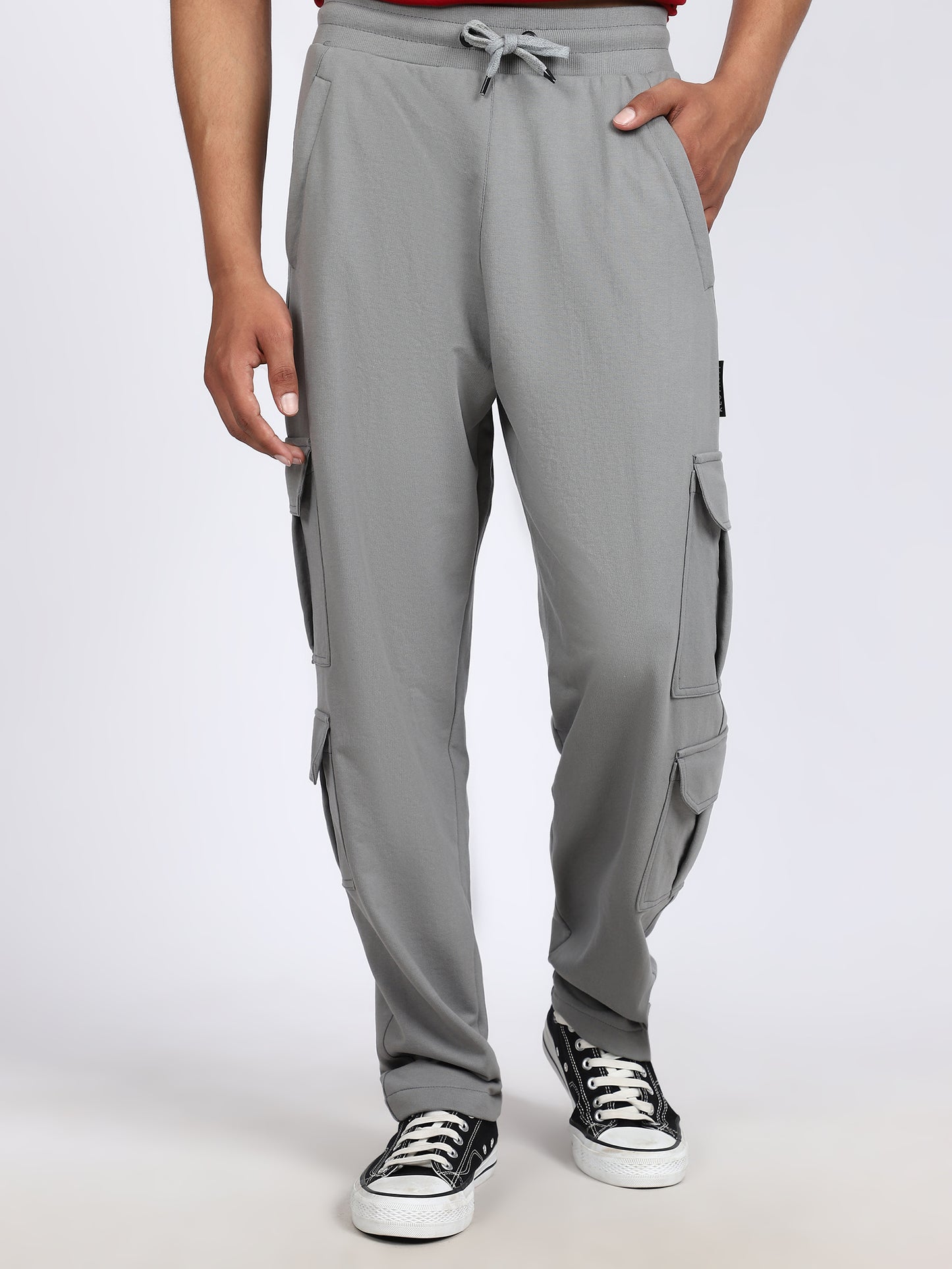 Men Solid Cargo Dark Gray 6 Pocket