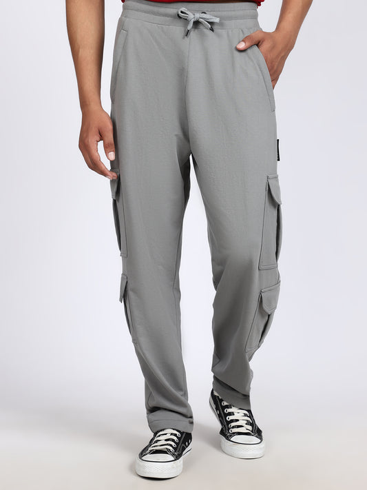 Men Solid Cargo Dark Gray 6 Pocket
