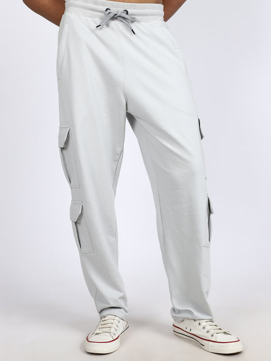 Men Solid Cargo Light Gray 6 Pocket