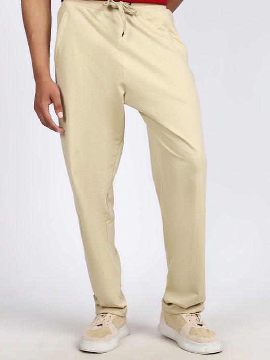 Men Solid Swatpants Beige