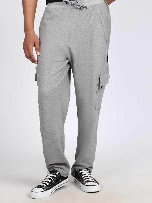 Men Solid Cargo Pants Gray