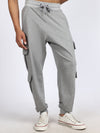 Men Solid Cargo Joggers Gray 6 Pocket