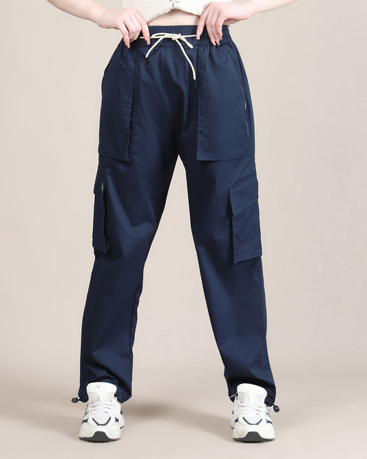 Women's Oxford Blue Baggy Fit 4 Pocket Cargo Joggers