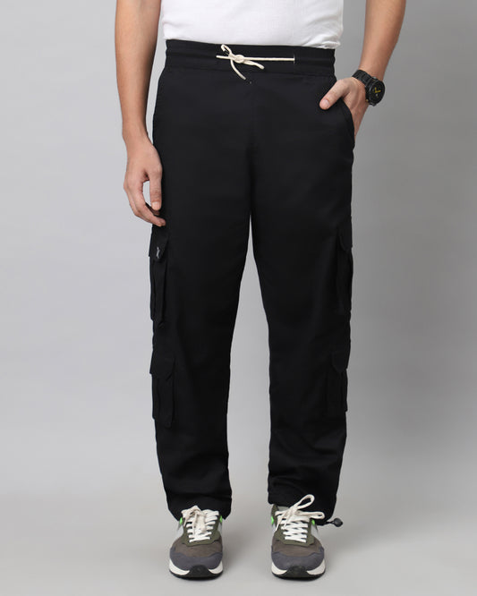Men's Midnight Black Baggy Fit 6 Pocket Cargo Joggers