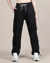 Women's Midnight Black Baggy Fit 6 Pocket Cargo Joggers