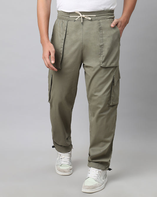 Men's Olive Green Baggy Fit 4 Pocket Cargo Joggers