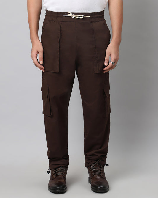 Men's Walnut Brown Baggy Fit 4 Pocket Cargo Joggers