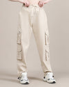 Women's Butter Yellow Baggy Fit 6 Pocket Cargo Joggers