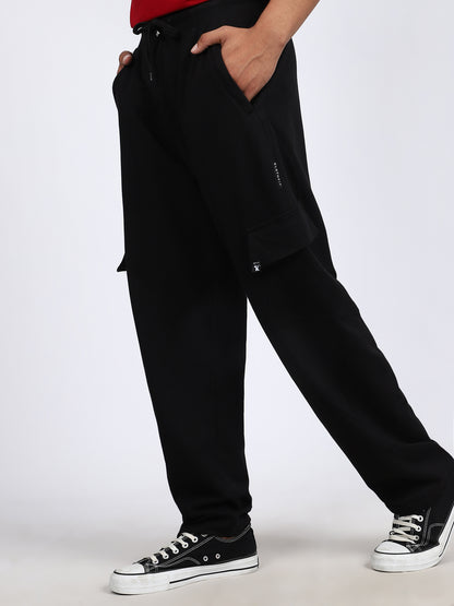 Men Solid Cargo Pants Black