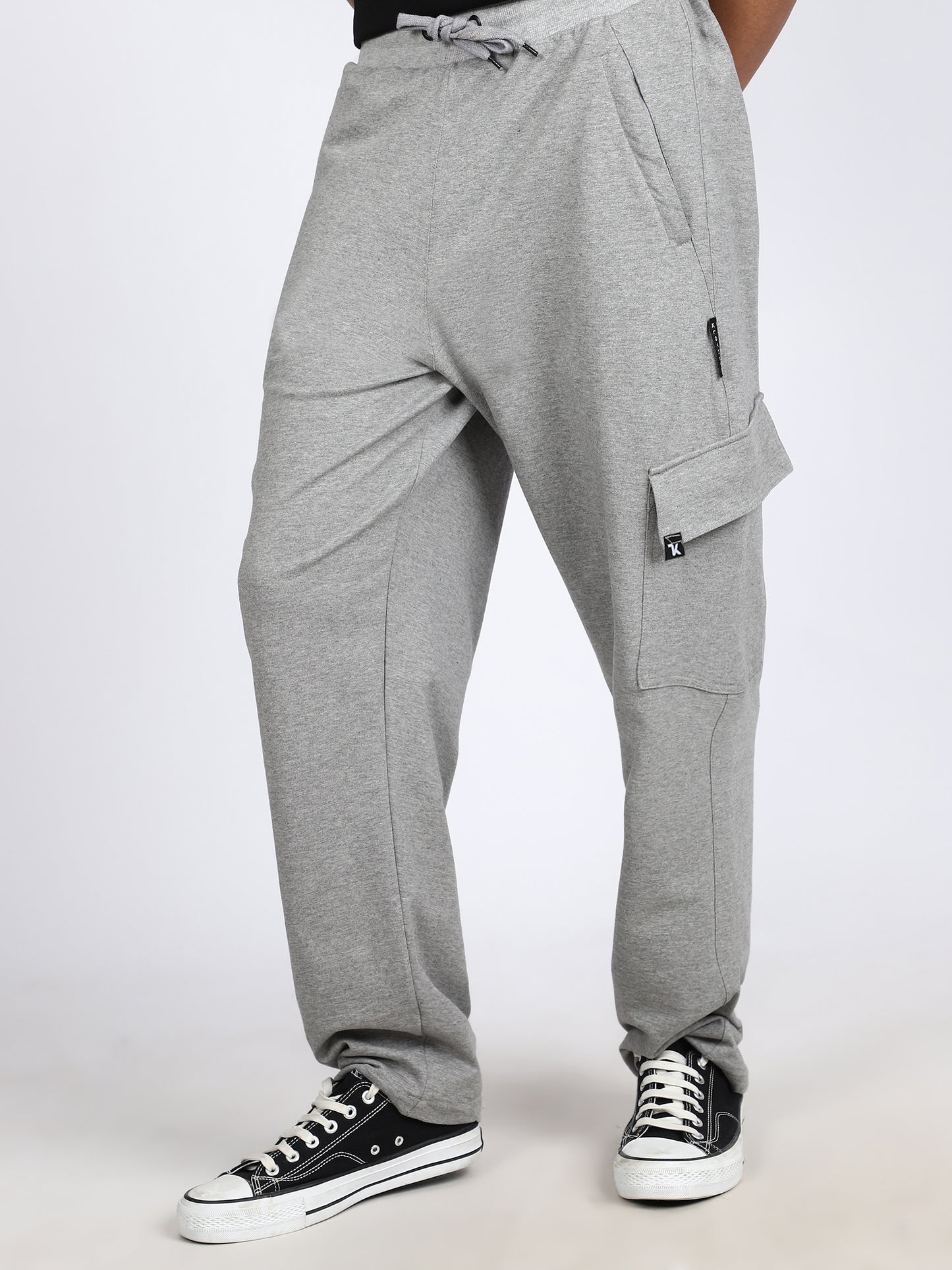 Men Solid Cargo Pants Gray