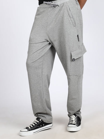Men Solid Cargo Pants Gray