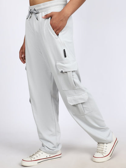 Men Solid Cargo Light Gray 6 Pocket