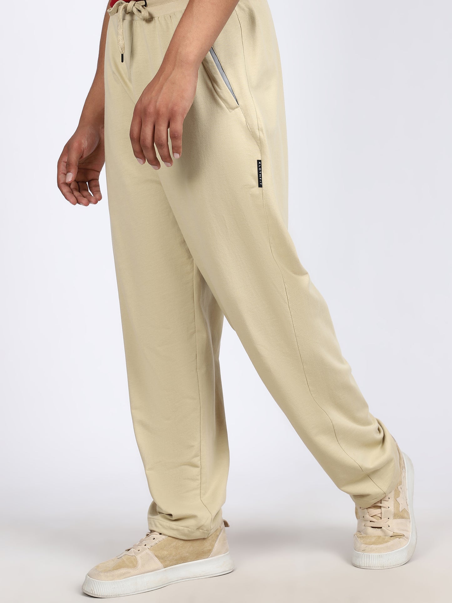 Men Solid Swatpants Beige