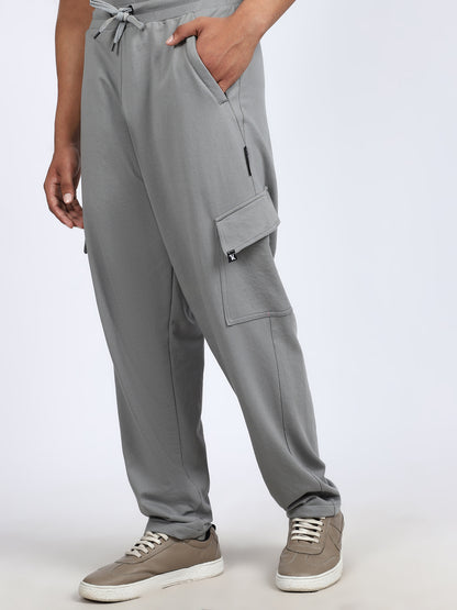 Men Solid Cargo Pants Dark Gray