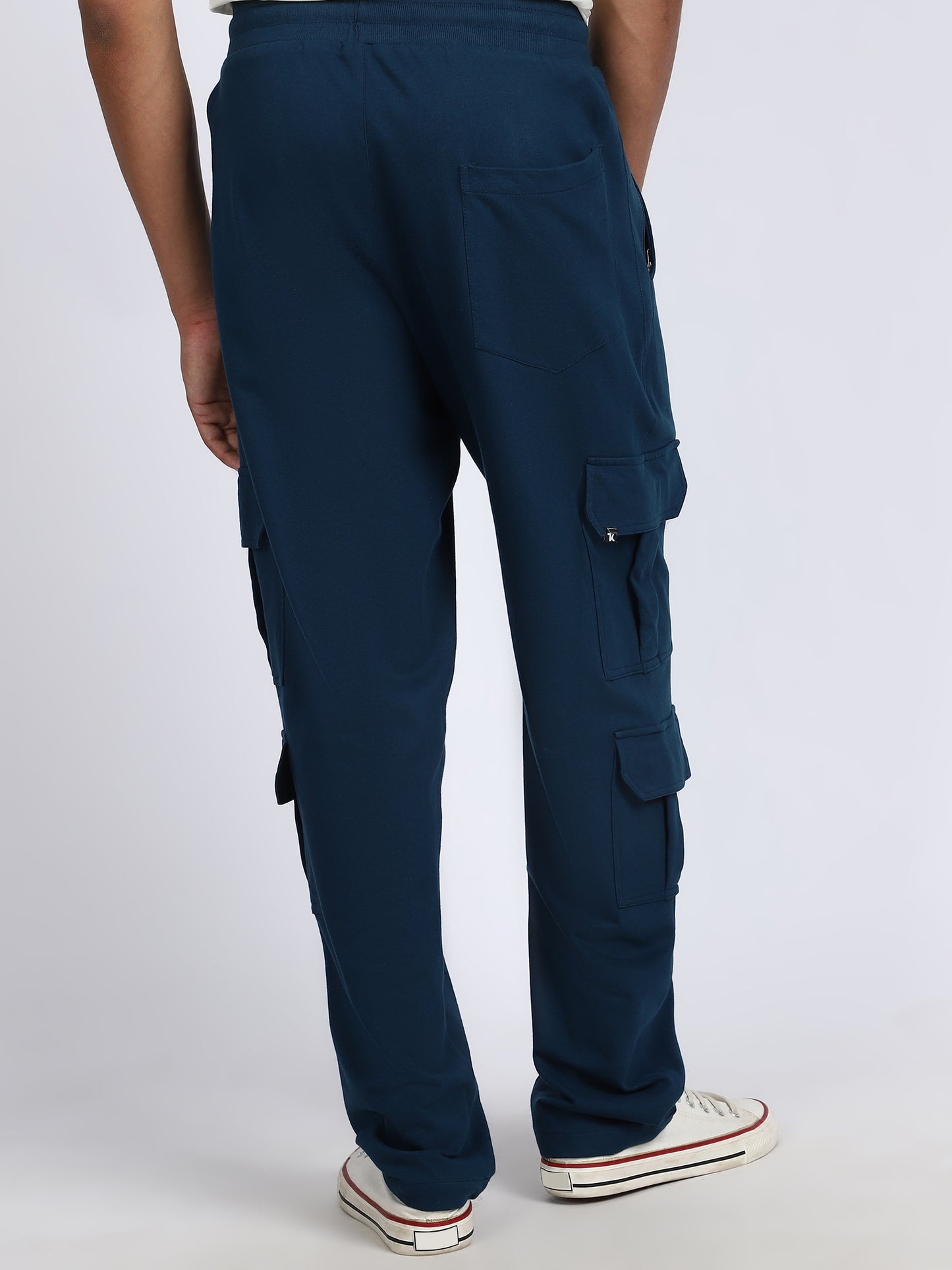 Men Solid Cargo Blue 6 Pocket
