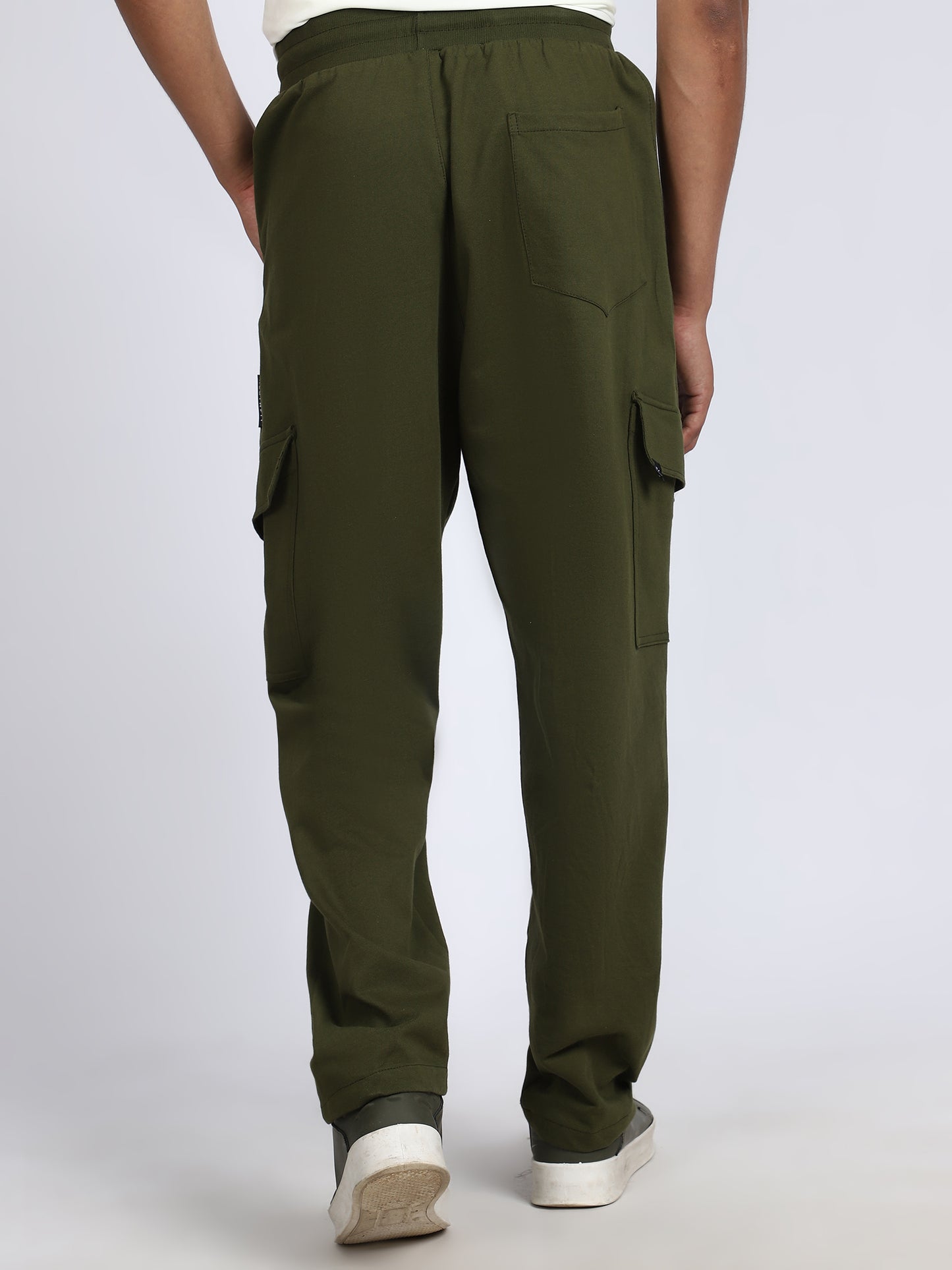 Men Solid Cargo Pants Green