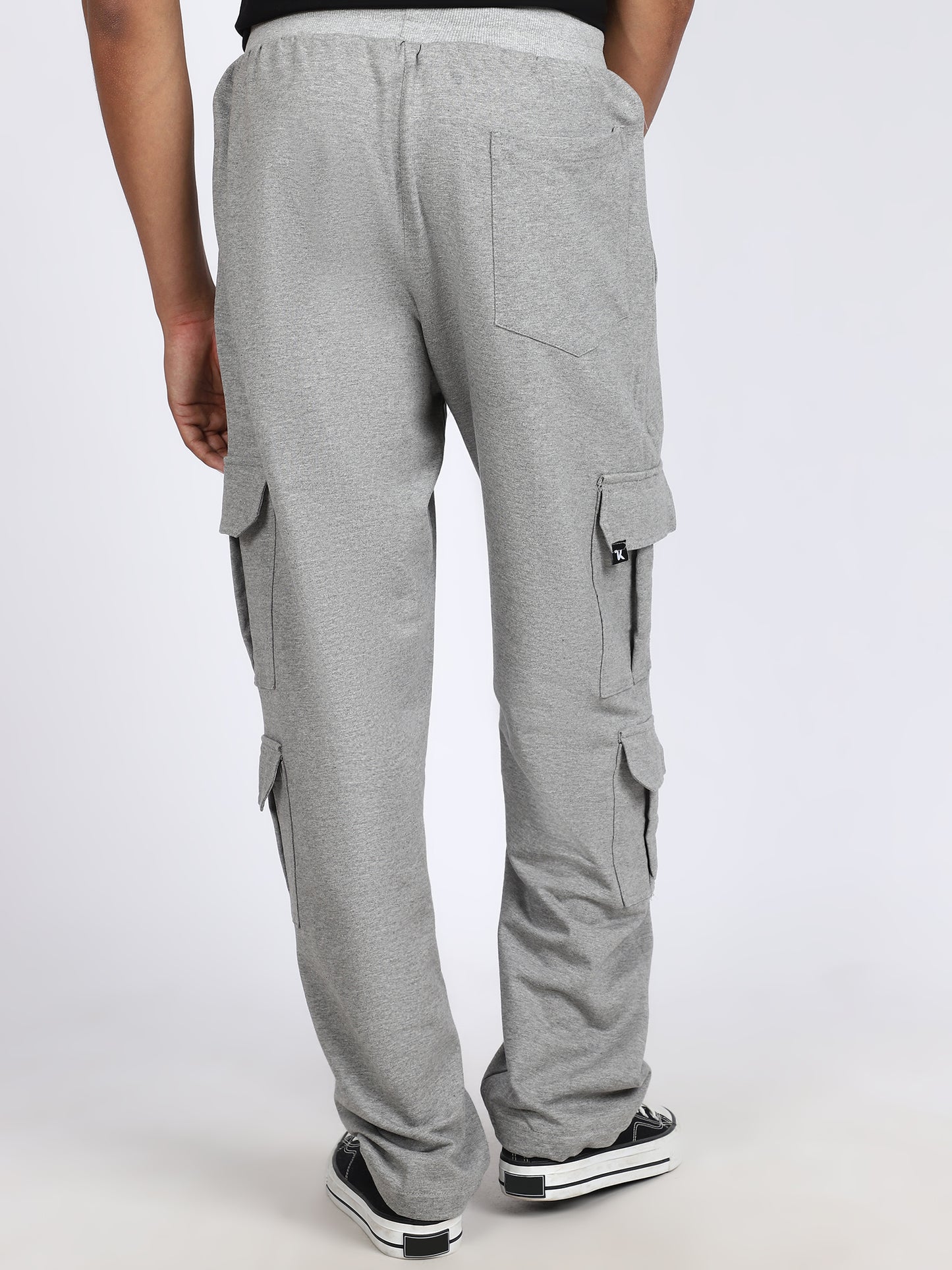 Men Solid Cargo Gray 6 Pocket