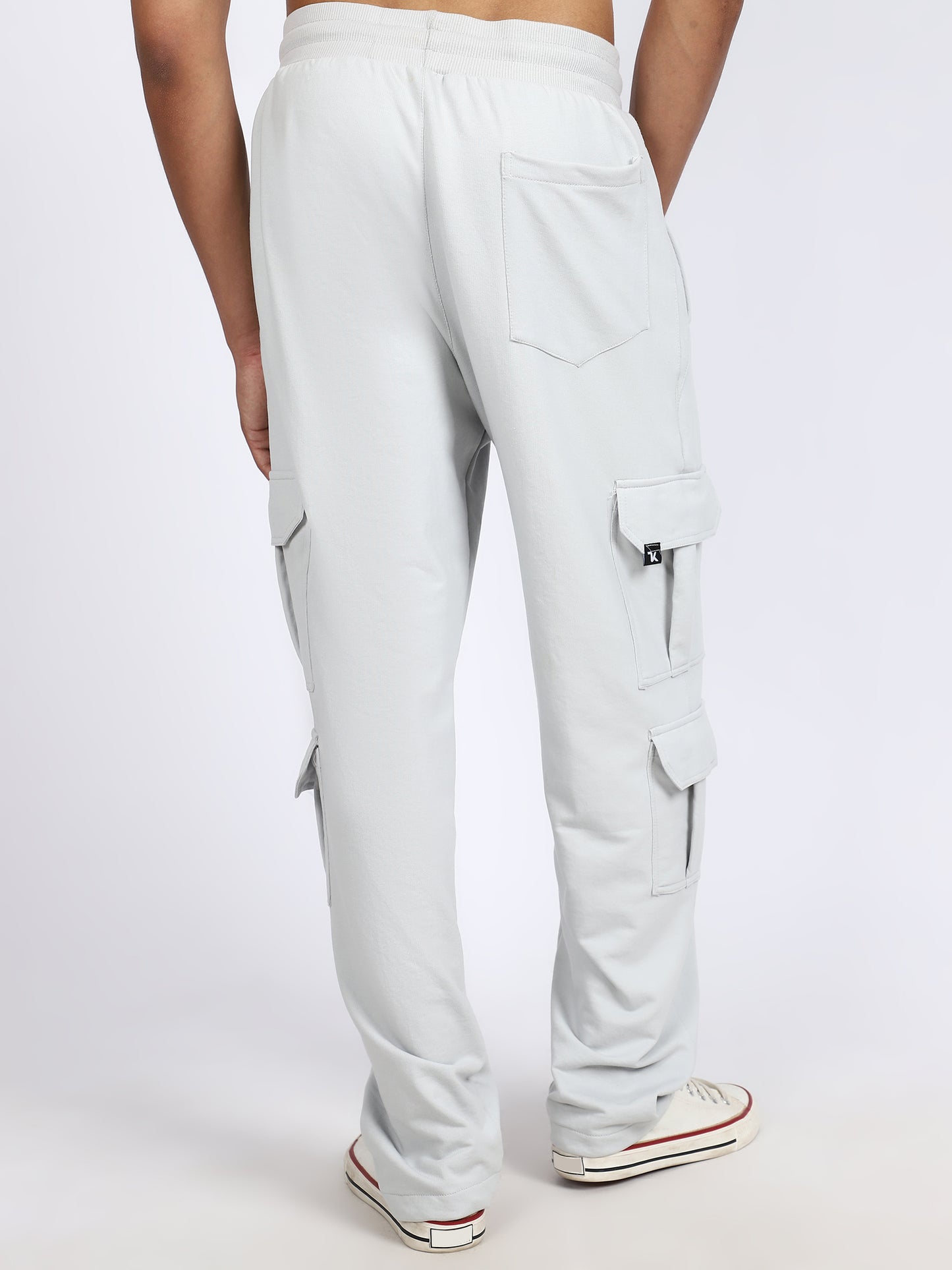 Men Solid Cargo Light Gray 6 Pocket