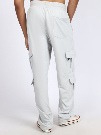 Men Solid Cargo Light Gray 6 Pocket