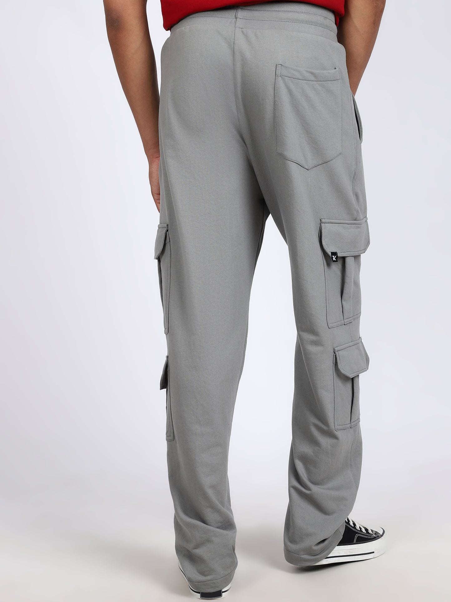 Men Solid Cargo Dark Gray 6 Pocket