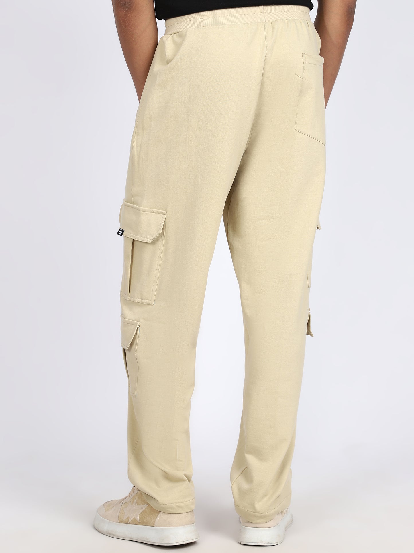 Men Solid Cargo Beige 6 Pocket