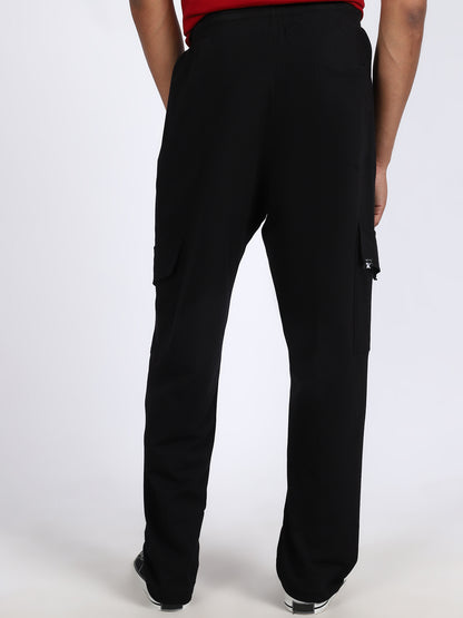 Men Solid Cargo Pants Black