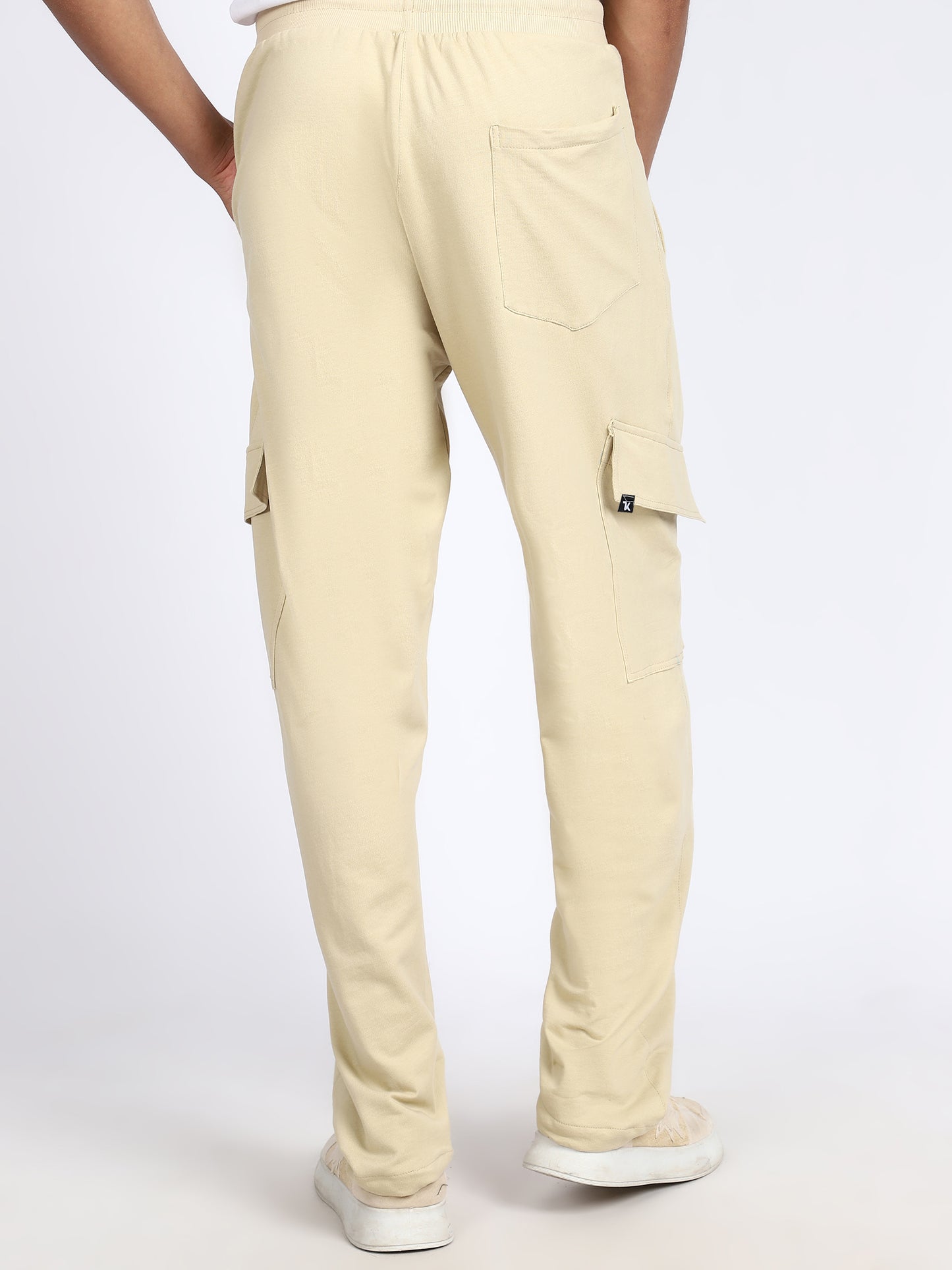 Men Solid Cargo Pants Beige