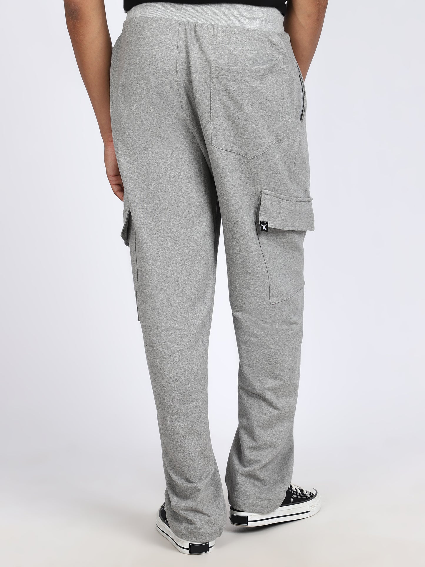 Men Solid Cargo Pants Gray