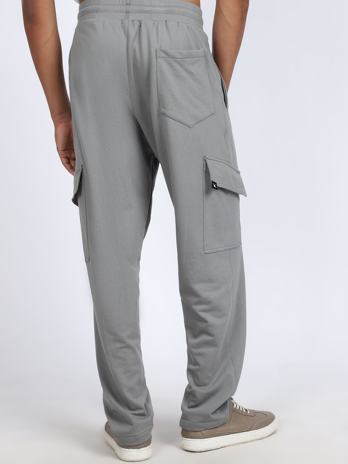 Men Solid Cargo Pants Dark Gray