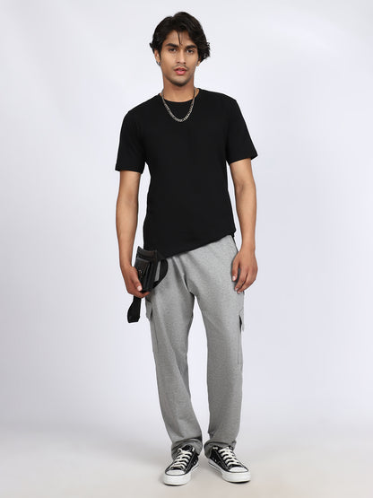 Men Solid Cargo Pants Gray