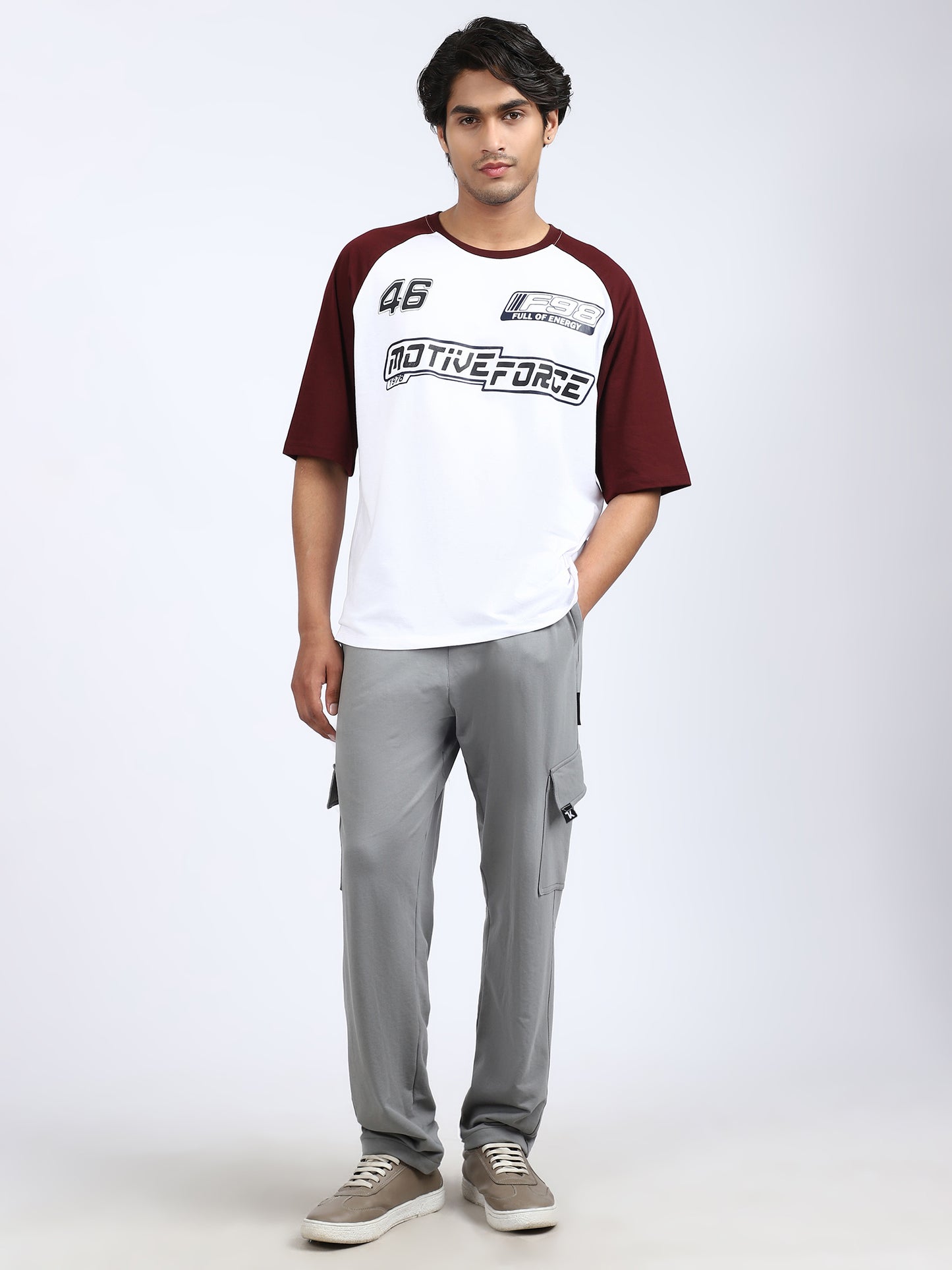 Men Solid Cargo Pants Dark Gray