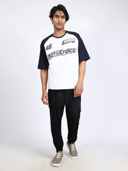 Men Solid Cargo Joggers Black