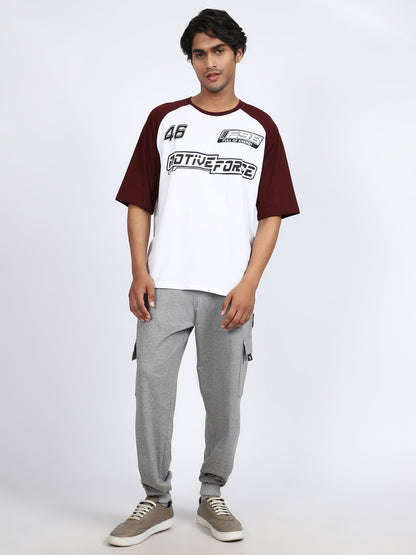 Men Solid Cargo Joggers Gray
