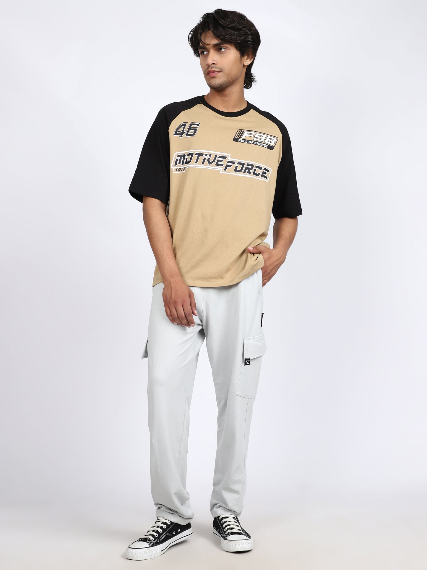 Men Solid Cargo Pants Light Gray