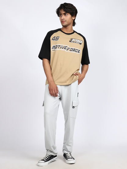 Men Solid Cargo Pants Light Gray