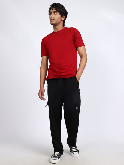 Men Solid Cargo Pants Black