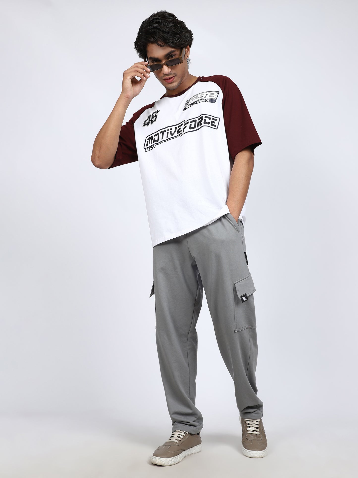 Men Solid Cargo Pants Dark Gray