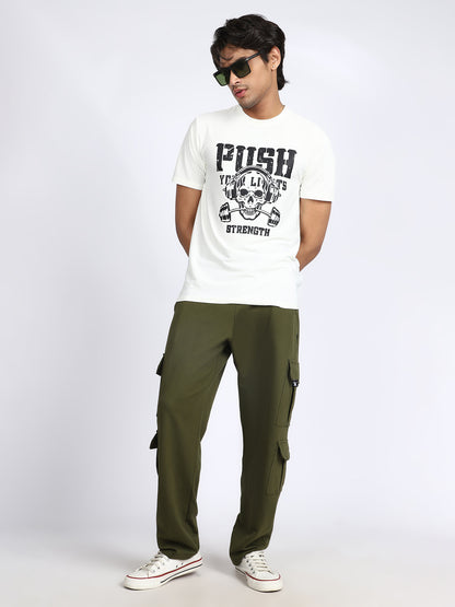 Men Solid Cargo Green 6 Pocket