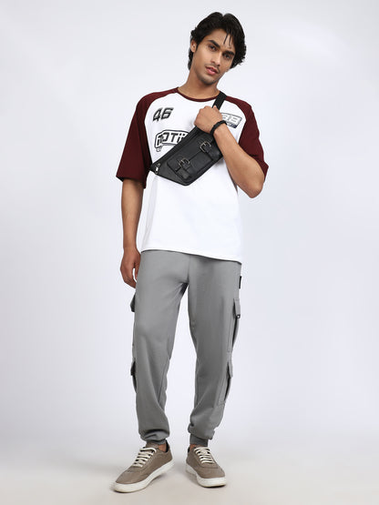 Men Solid Cargo Joggers Dark Gray 6 Pocket